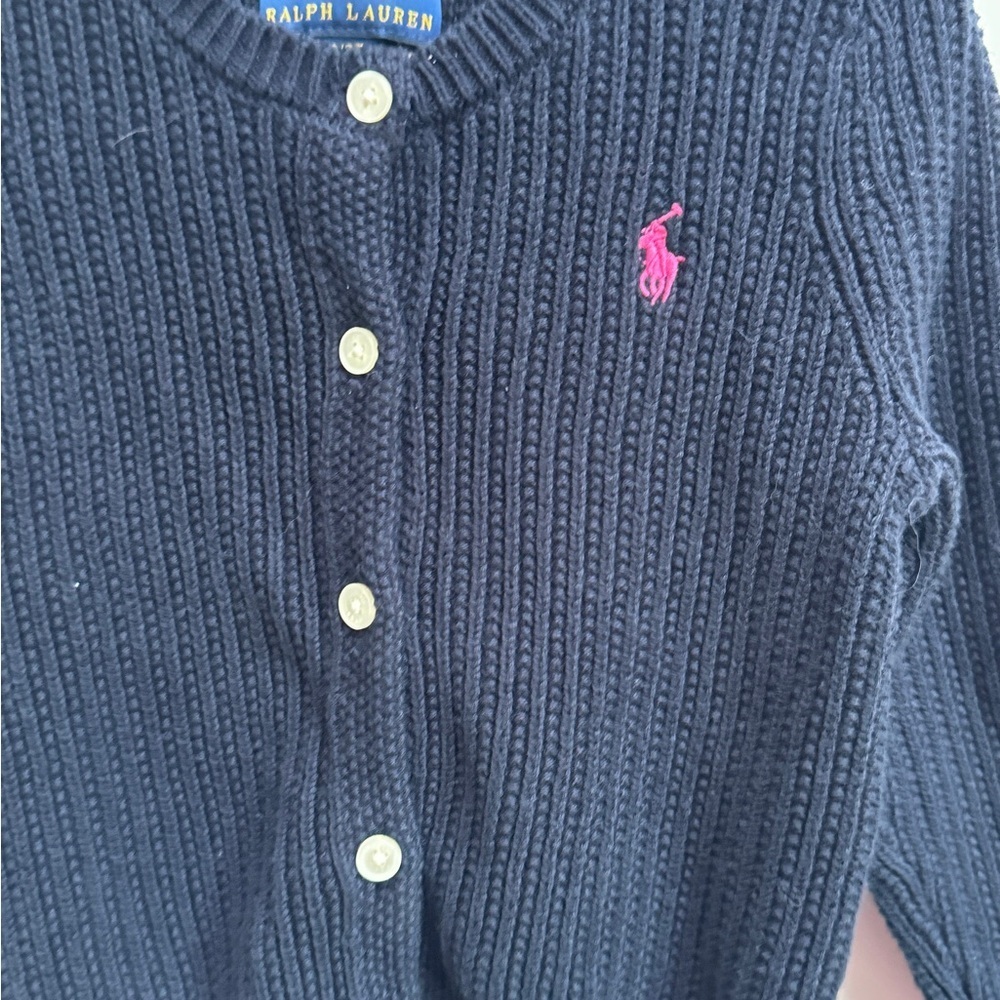 Polo Ralph Lauren 2T Girls Navy Blue Sweater Cardigan - Picture 3 of 4